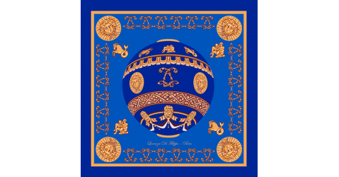 Foulard en soie - Modèle La Montgolfière bleue  - Lorenza-difilippo.fr