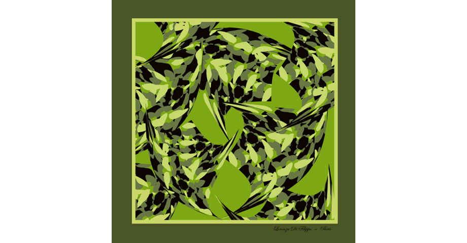 Foulard en soie aux couleurs vives - Modèle Anamélia vert - Lorenza-difilippo.fr