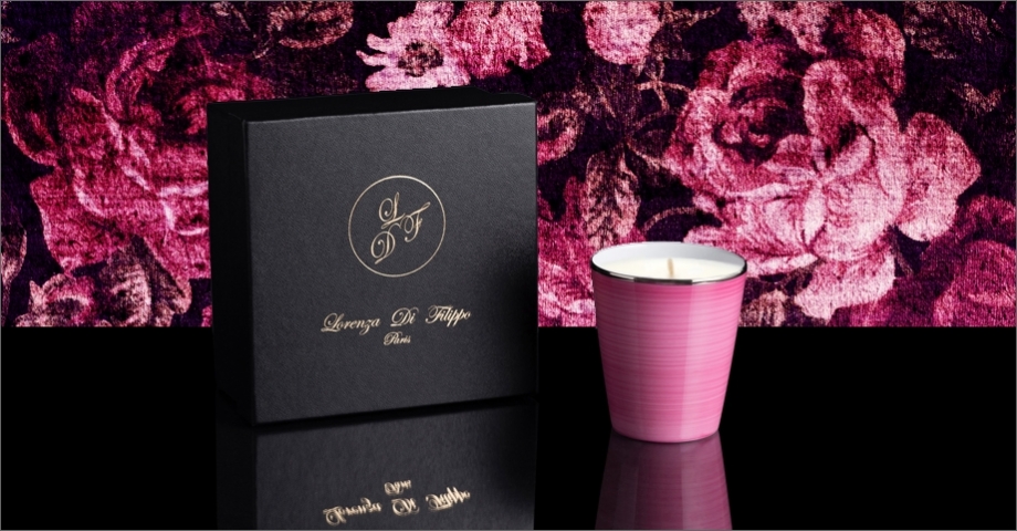 Bougie de luxe en Porcelaine de Limoges couleur rose carmin - Lorenza-difilippo.fr