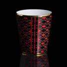 Bougie Montana porcelaine de Limoges, lacet corset, marron et rouge