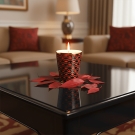 Bougie Montana Limoges, ambiance salon luxe, table basse noire