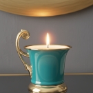 Porcelaine Royale, turquoise et or brillant, flamme allumée