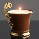 Porcelaine Royale, caramel et or brillant, flamme allumée