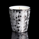 Pot à bougie luxe Porcelaine de Limoges, Sahara blanc et platine, effet craquelé