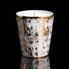 Bougie luxe pot Sahara blanc et or, Porcelaine de Limoges, effet craquelé doré