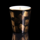 Bougie luxe Porcelaine noire et or, décor carrés peint main
