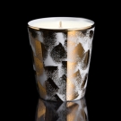 Bougie luxe Porcelaine blanc et or, décor carrés peint main