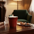 Pot à bougie Brun Rouge Limoges, décor luxe