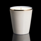 Pot à bougie Ivoire Limoges, filet d'or, vue principale sur fond noir