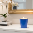Pot à bougie Bleu Roi or, ambiance entrée luxe et miroir doré