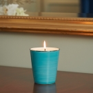 Pot à bougie Turquoise or, allumé, décor classique