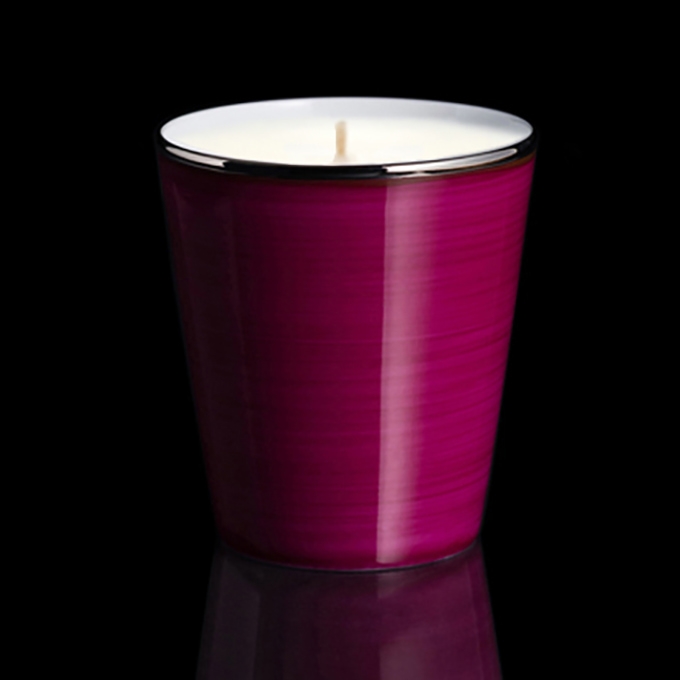 Pot à bougie Pourpre Limoges, filet platine