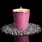 Pot à bougie Rose Carmin allumé, entouré de cristaux brillants luxe