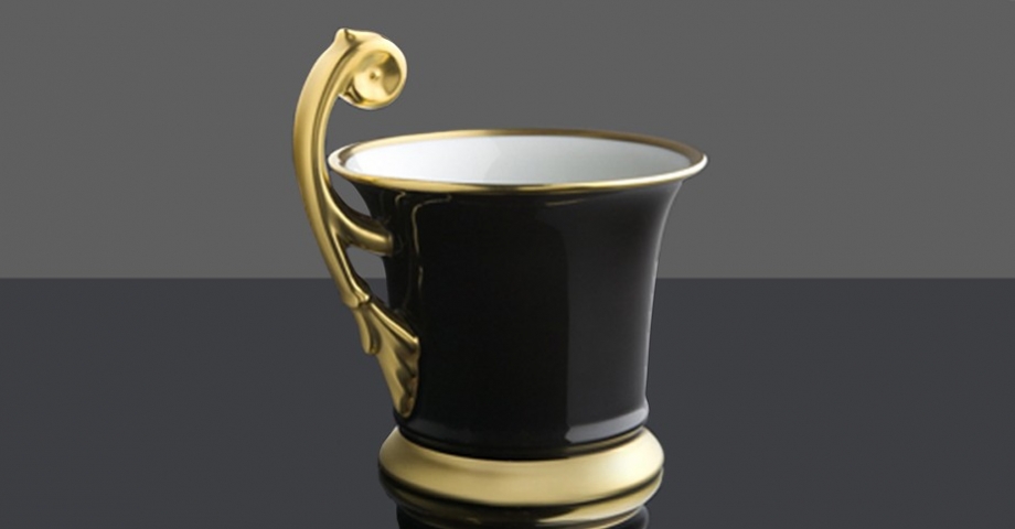 Tasse en porcelaine de Limoges - Modèle Royale en noir et or mat -  Lorenza-difilippo.fr