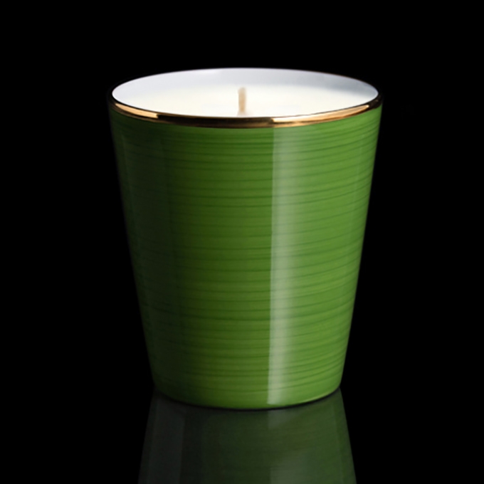 Pot à bougie Vert Limoges, filet d'or