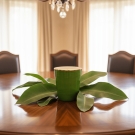 Pot à bougie Vert, centre de table rond, ambiance salle à manger