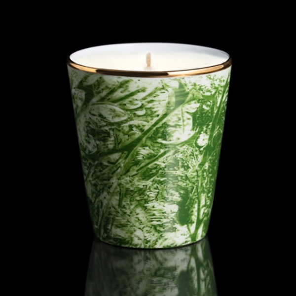 Pot à bougie Adélaïde Vert Limoges, filet d'or