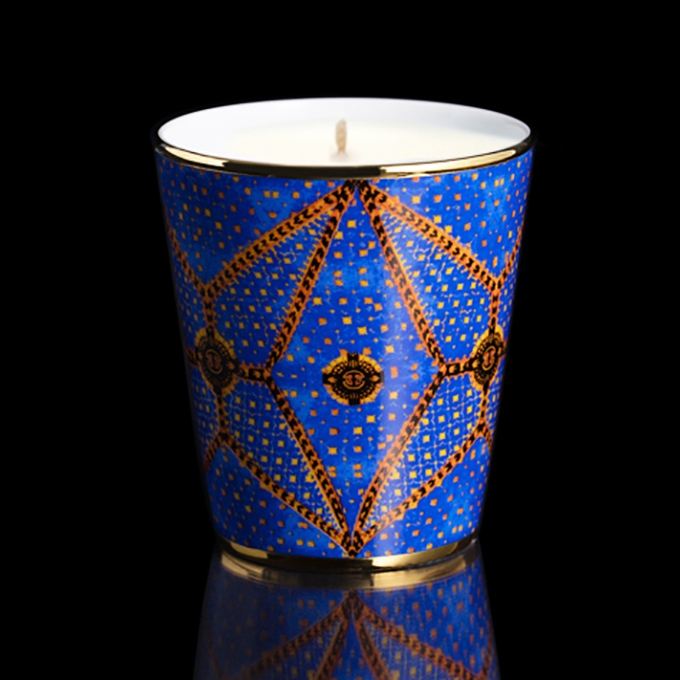 Pot à bougie Les Mille et Une Nuits Limoges, décor bleu et or