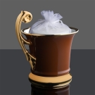 Bougie tasse Royale Porcelaine Limoges, caramel, vue principale avec recharge