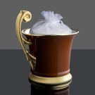 Bougie tasse Royale Porcelaine Limoges, caramel, vue principale avec recharge