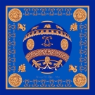 Carré de soie La Montgolfière Bleue et or 100 % soie, motif royal