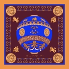 Carré de soie La Montgolfière Marron et or 100 % soie, motif royal
