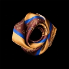 Carré de soie La Montgolfière Marron, motif enroulé sur fond noir