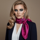 Carré de soie Maui, porté en cravate, mode luxe 100 % soie