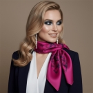 Carré de soie Maui, porté en cravate, bijoux perles luxe