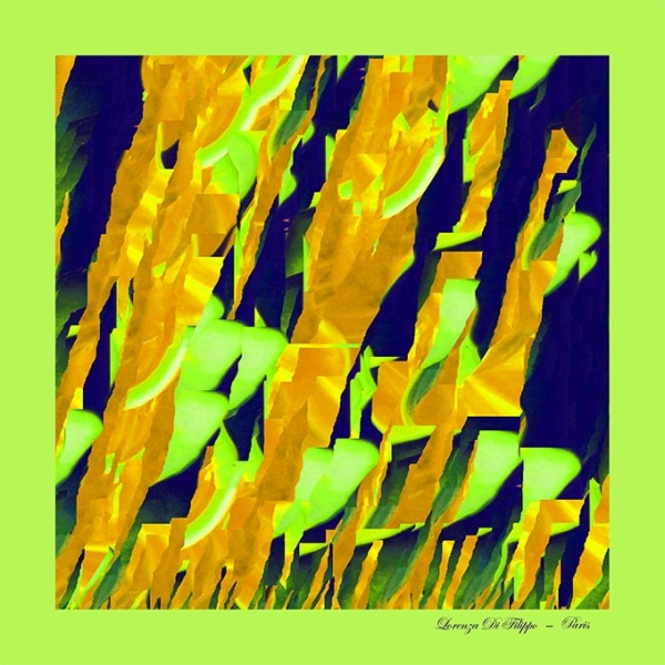 Carré de soie Maeva 100 % soie, motif abstrait lumineux