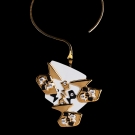 Collier Lorena or brillant en porcelaine, bijou de créateur Lorenza Di Filippo, tour de cou plaqué or 18k