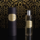 Parfum d’ambiance Le Bel Indifférent, flacon et étui noir doré aux accords frais