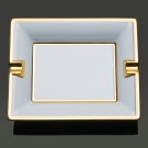 Cendrier rectangulaire Byzance en porcelaine blanche et or, Lorenza Di Filippo