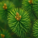 Aiguilles et bourgeons de pin illustrant la note de fond de la recharge de bougie Escapade Gourmande