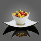 Coupe et assiette Shérazade en porcelaine blanche de luxe décorée à Limoges, salade de fruits