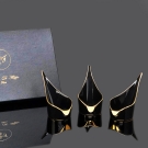 Coffret 3 amuses-bouche Alizée en porcelaine noire et or brillant, Lorenza Di Filippo