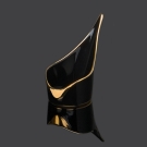 Détail de l’amuse-bouche Alizée noir en porcelaine émaillée, intérieur or, Lorenza Di Filippo