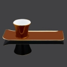 Tasse à café et plateau Café des Délices caramel en porcelaine et or brillant