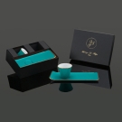 Coffret de luxe ensemble tasses à café et plateaux en porcelaine turquoise et or