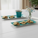 Tasse à café turquoise et or Café des Délices avec plateaux en porcelaine, ambiance café gourmand