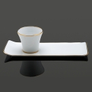 Tasse à café et plateau Café des Délices blanc et or