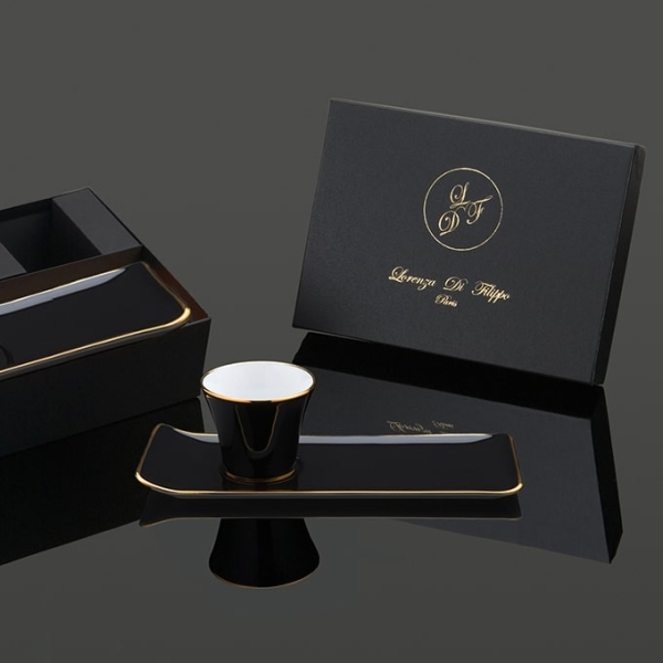 Coffret cadeau de luxe Lorenza Di Filippo, Café des délices noir en porcelaine