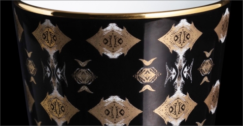 Pot à bougie en Porcelaine de Limoges décor Africa noir - Lorenza-difilippo.fr