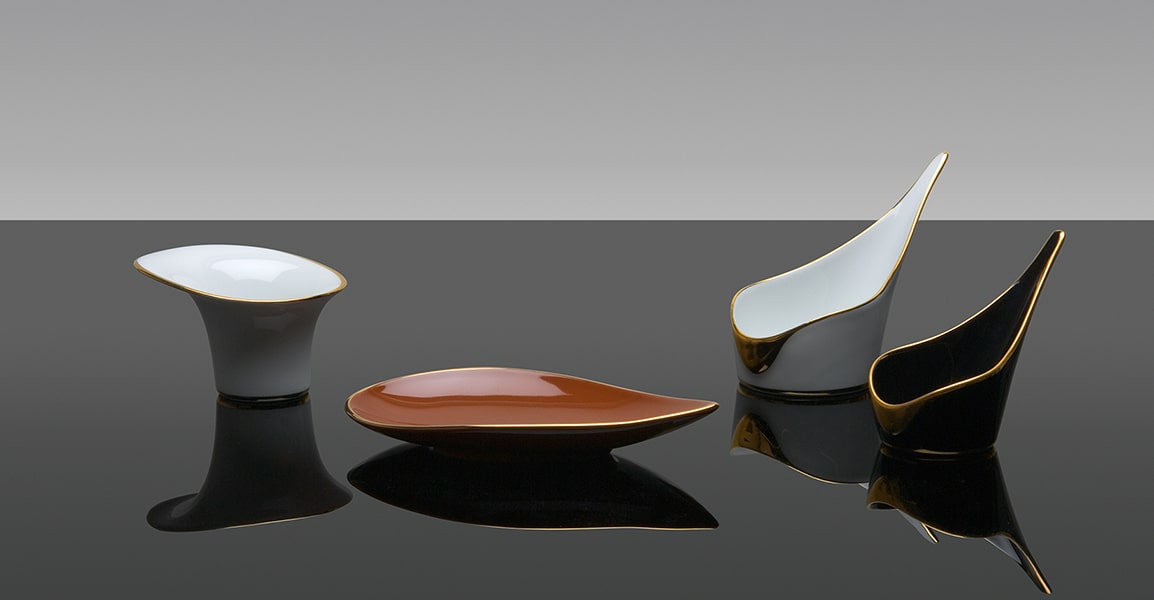 assiettes, mises en bouche et amuse-bouche en porcelaine de la collection Alizée