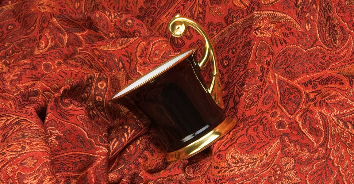 Bougie tasse en porcelaine décorée à la main